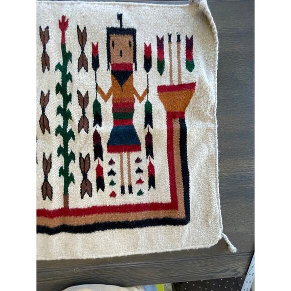 Vintage Tan Yei Navajo Style Rug Wall Hanging - Picture 8 of 16